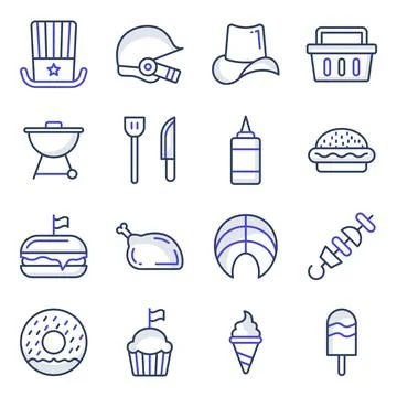 Pack of Independence Day Flat Icons Stock Illustration