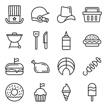 Pack of Independence Day Linear Icons Illustrazione stock