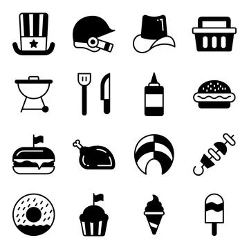 Pack of Independence Day Solid Icons Stock Illustration