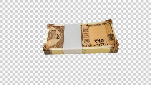 Pack of Indian Ten Rupee Notes with White Paper Band Stock Photos