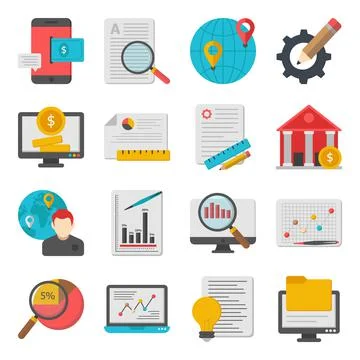 Pack of Infographic Flat Icons Stock Illustration