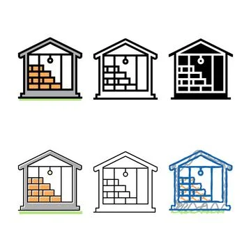 Pack inside wall insulation with mineral wool color icon vector Stock Illustration