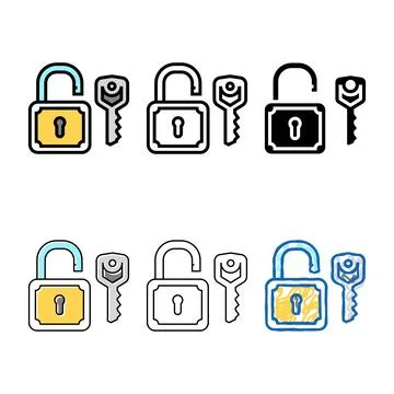 Pack key padlock color icon vector 库存插图