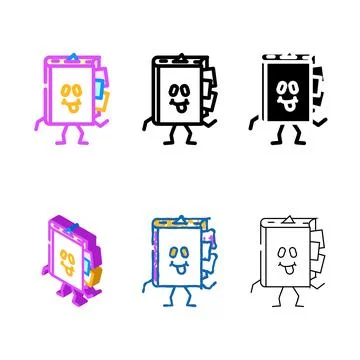 Pack knowledge book character color icon vector Stock Illustration