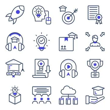 Pack of Knowledge Flat Icons Stock Illustration