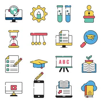 Pack of Knowledge Flat Icons Stock-Illustration