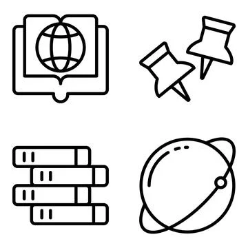 Pack of Knowledge Linear Icons Illustrazione stock