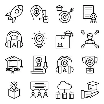 Pack of Knowledge Linear Icons Illustrazione stock
