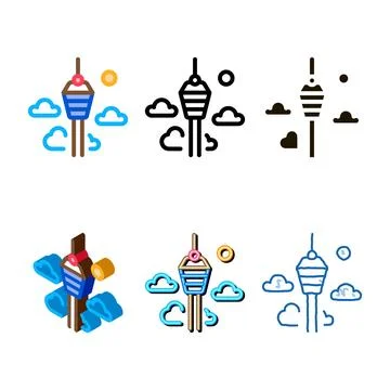 Pack kuala lumpur icon vector outline Stock Illustration