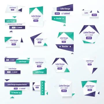 Pack of Label Collection Color Stock Illustration