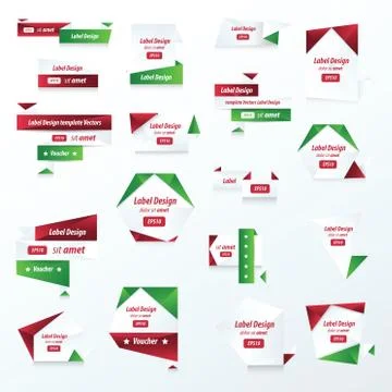Pack of Label Collection Color red, green color Stock Illustration