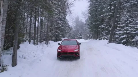 A Pack Of Lamborghini Urus In The Snow Stock Footage 266941320
