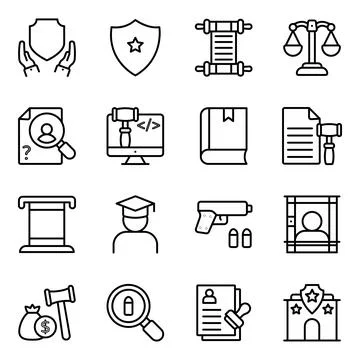 Pack of Law Linear Icons Stock Illustration