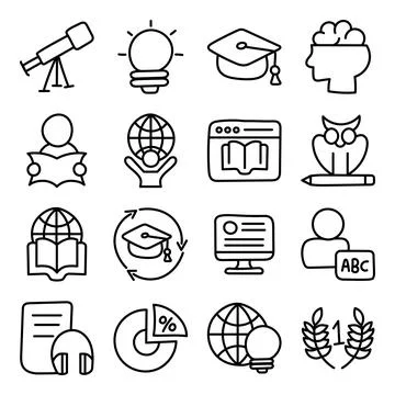 Pack of Learning and Education Linear Icons Stock Illustration