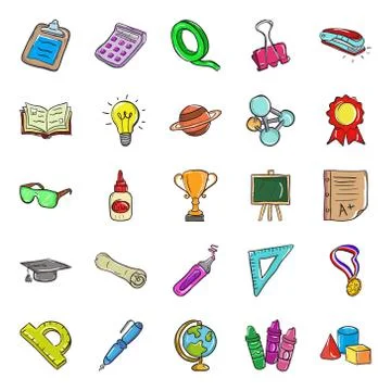 Pack Of Learning Doodle Icons Stock Illustration