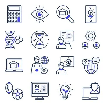 Pack of Learning Flat Icons Stock Illustration