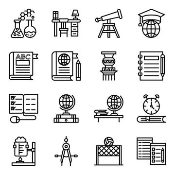 Pack of Learning Linear Icons Stock-Illustration