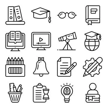 Pack of Learning Linear Icons Stock-Illustration