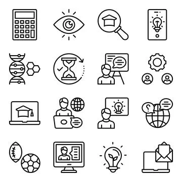 Pack of Learning Linear Icons Stock-Illustration
