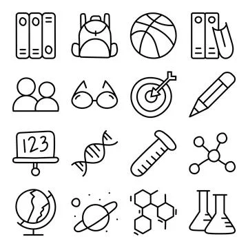 Pack of Learning Linear Icons Illustrazione stock