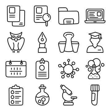 Pack of Learning Technology Linear Icons Stock Illustration
