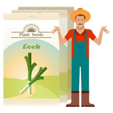 Pack of Leek seeds icon Stock Illustration