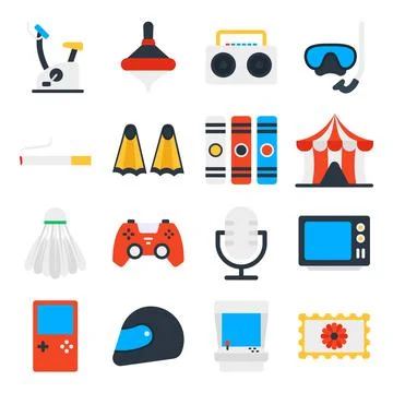 Pack of Leisure Activity Flat Icons Stock Illustration