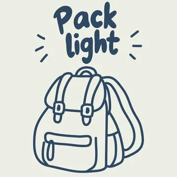 Pack Light Hand Drawn Travel Backpack Illustration Stock-Illustration