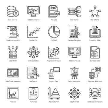 Pack Of Line Icon Vectors Stock Illustration