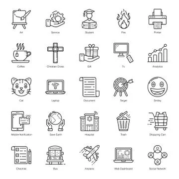 Pack Of Line Icon Vectors Stock Illustration