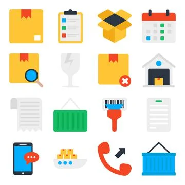 Pack of Logistic Flat Icons Illustrazione stock