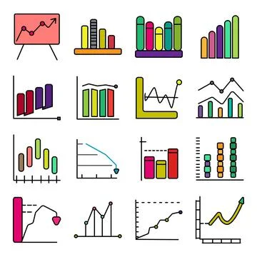 Pack of Loss Graph Flat Icons Illustrazione stock