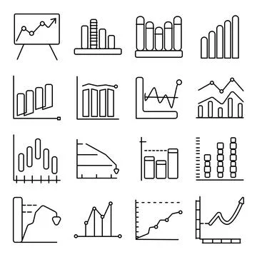 Pack of Loss Graph linear  Icons Stock Illustration