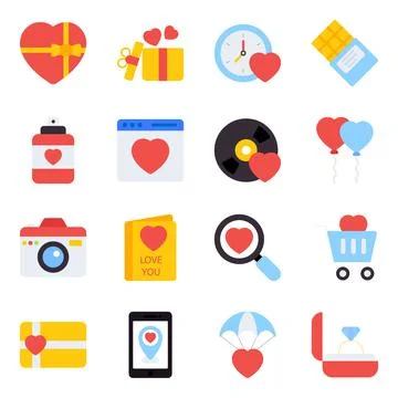 Pack of Love Flat Icons Stock Illustration