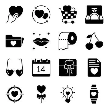 Pack of Love Solid Icons Stock-Illustration