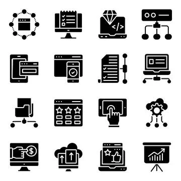 Pack of Marketing Solid Icons Stock Illustration