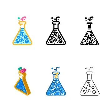 Pack math science education color icon vector 스톡 일러스트
