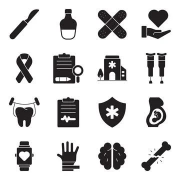 Pack of Medical Accessories Solid Icons Stock-Illustration