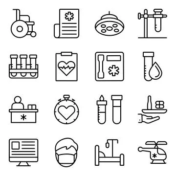 Pack of Medical and Commerce Linear Icons Stock Illustration