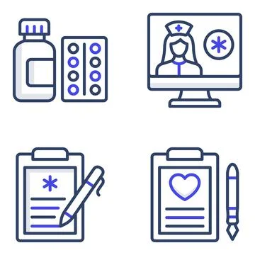 Pack of Medical and Pharmacy Flat Icons Stock Illustration