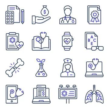 Pack of Medical Flat Icons Stock Illustration