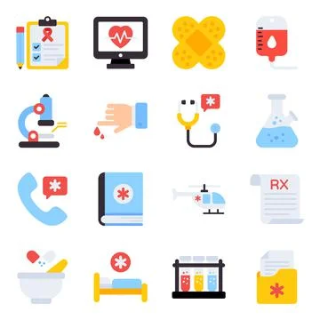Pack of Medication Flat Icons Stock-Illustration