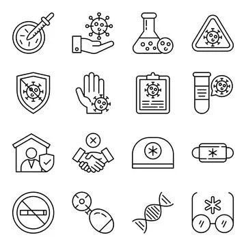 Pack of Medication Linear Icons Stock Illustration