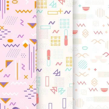 Pack of memphis pattern Illustrazione stock