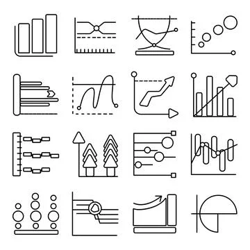 Pack of Merge Chart linear  Icons Stock-Illustration
