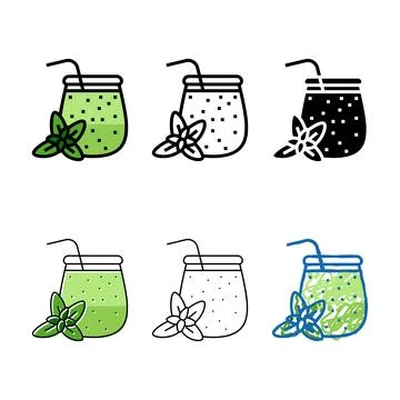 Pack mint smoothie fruit juice food color icon vector Stock Illustration
