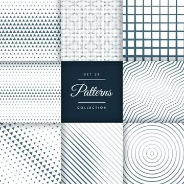 Pack of mixed line and halftone pattern background Illustrazione stock