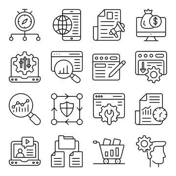 Pack of Mobile Browser Linear Icons Illustrazione stock