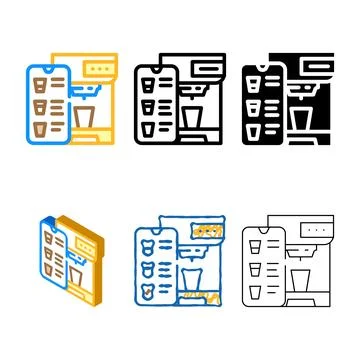 Pack mobile phone application for control coffee machine color icon vector Stock Illustration