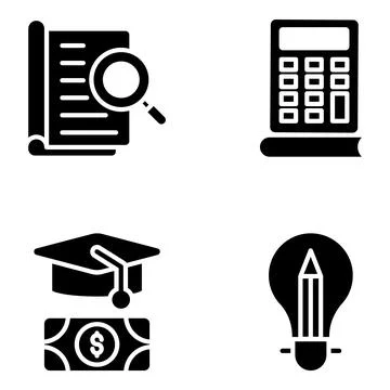 Pack of Modern Education Solid Icons Stock-Illustration